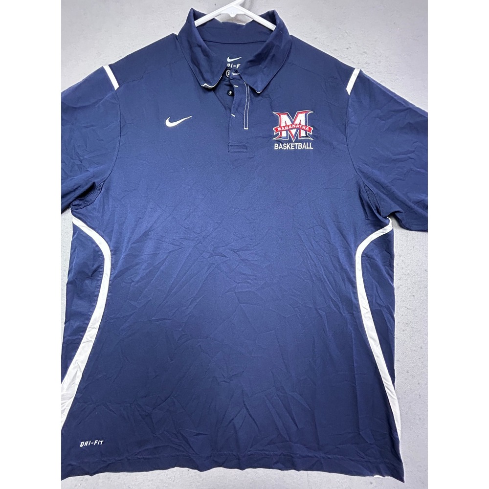 Nike Polo Shirt 100% Polyester Navy Blue Large Mens